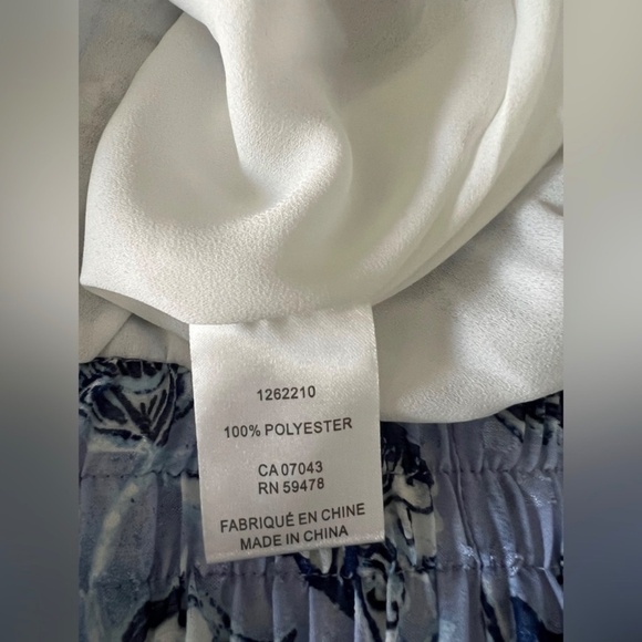 Rachel Zoe Tiered Floral Lined Chiffon Knee Length Blue & White Mini Skirt M - Picture 8 of 8